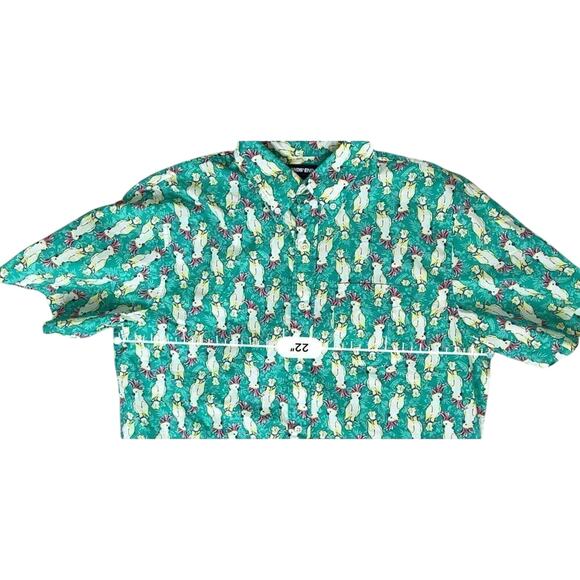 Land's End Green Cockatiel Button Up Men's Shirt MEDIUM 15/15.5 Cruisewear - Picture 4 of 11